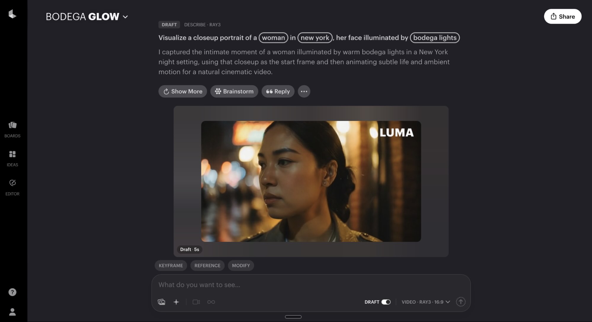 Luma Dream Machine, our pick for the best AI video generator for brainstorming with AI