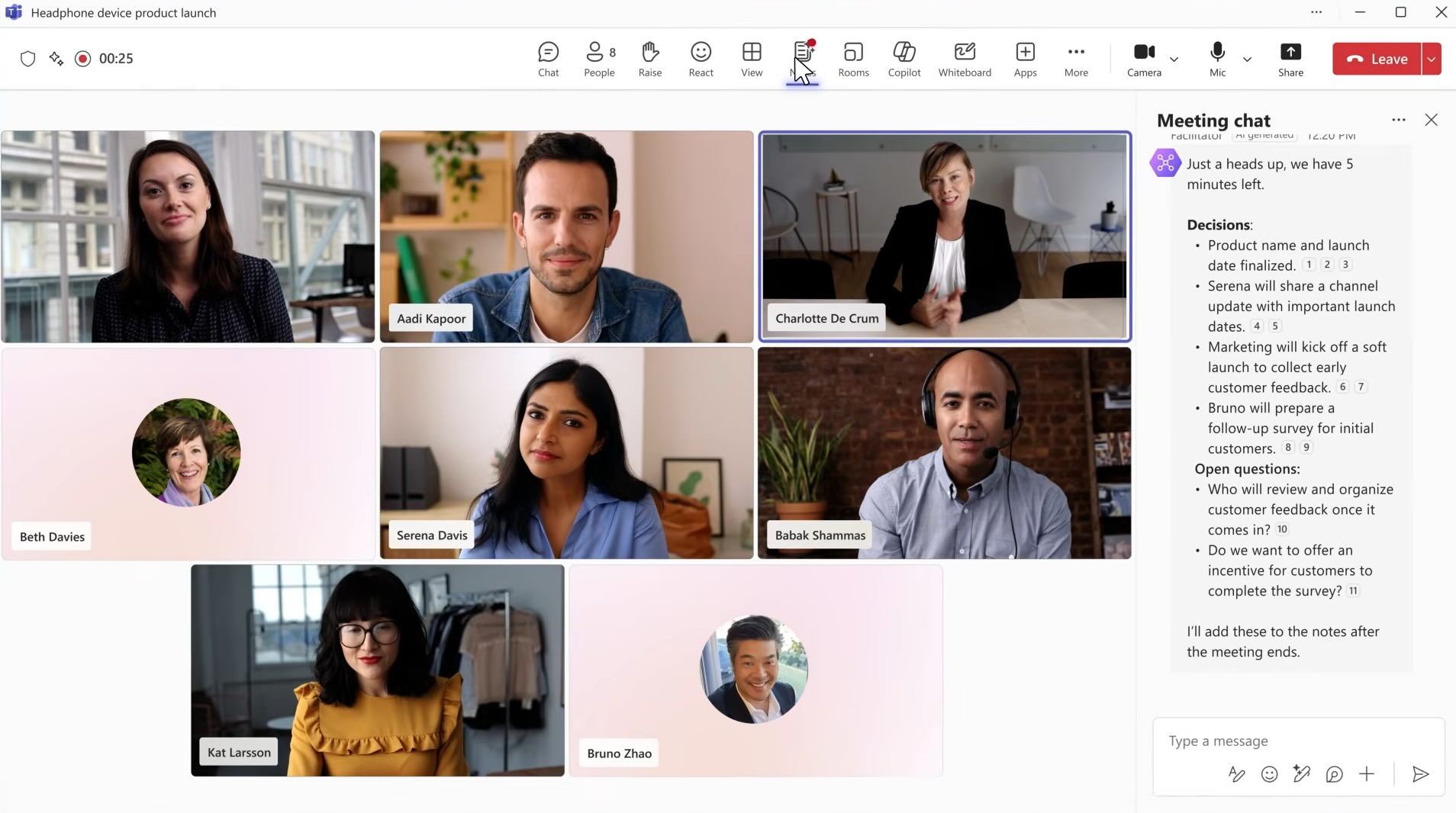 A video call in Teams