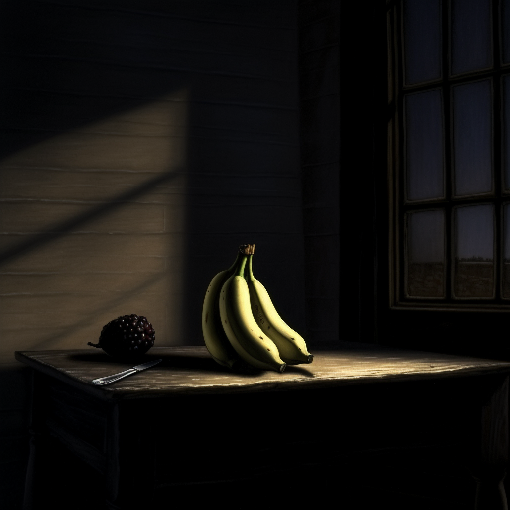 An image of bananas generated by the AI art prompt with Midjourney