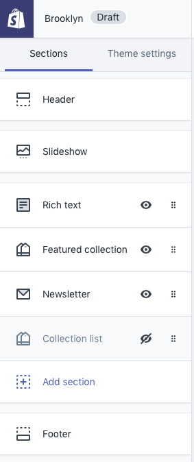 Shopify Sections Editor