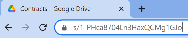 A Google Drive folder URL with the folder ID portion of the URL highlighted.
