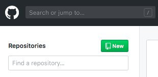 Clicking new to create a new repository