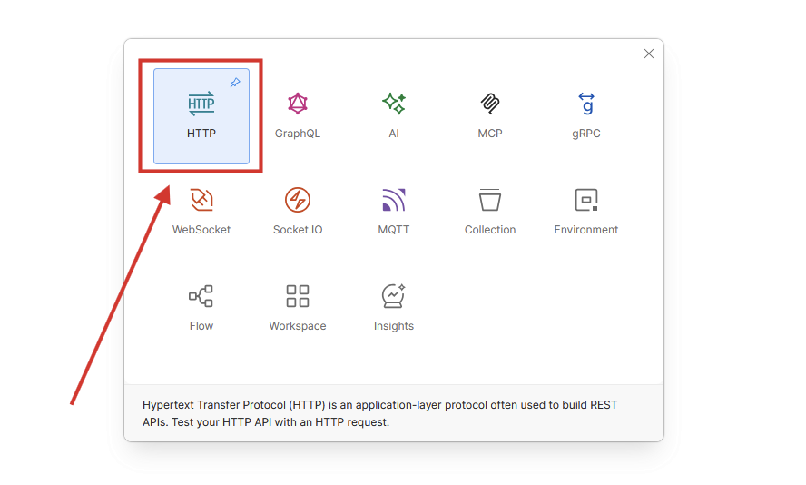 Selecting HTTP in Postman
