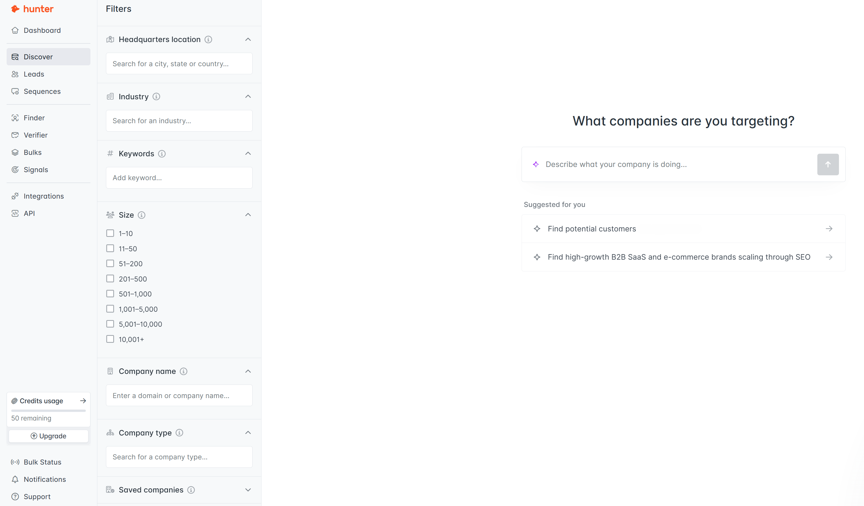 Hunter, our pick for the best freelancer app for cold emailing and prospecting.