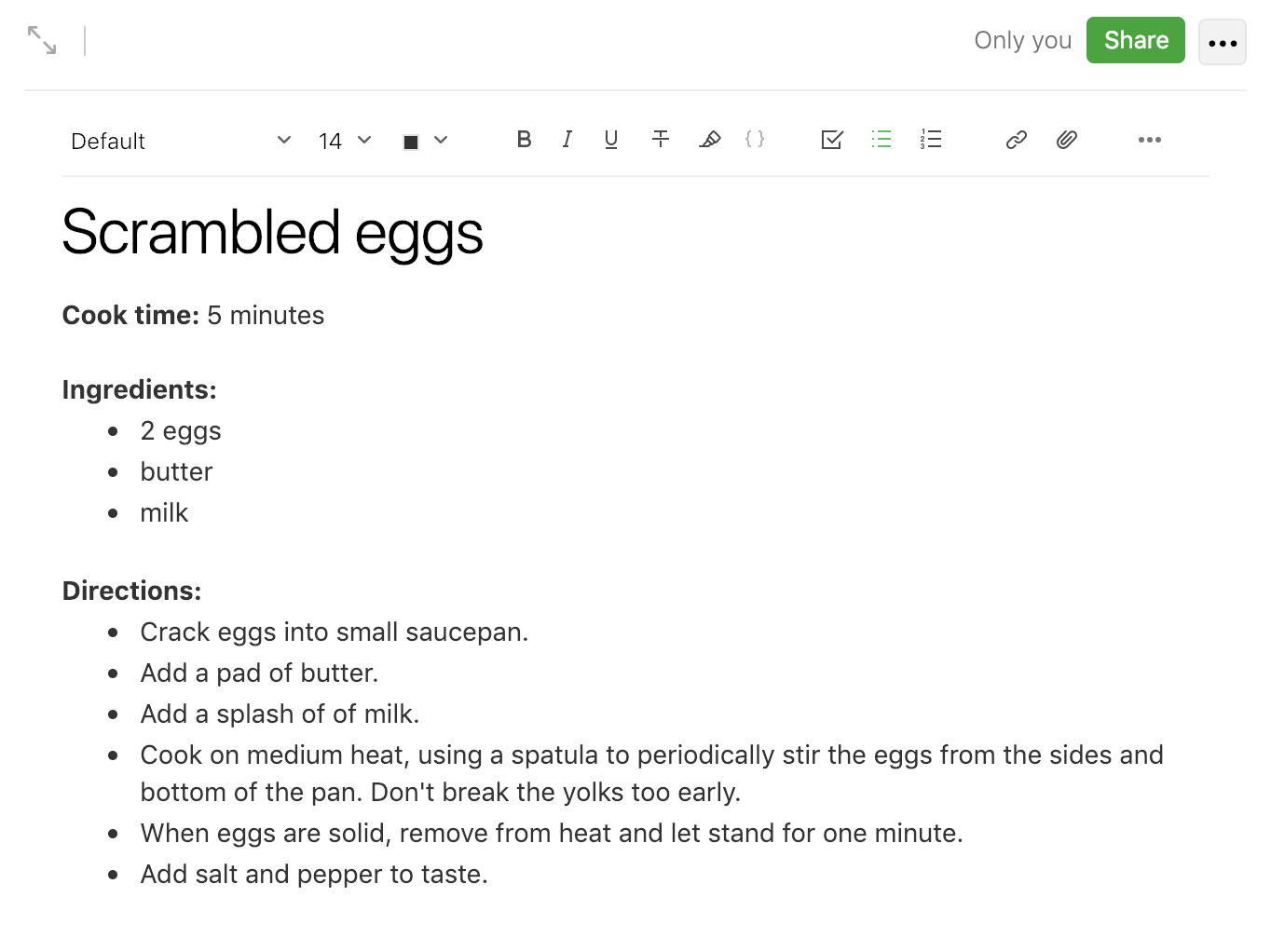 Scrambled egg recipe