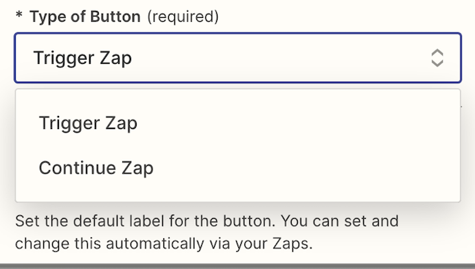 Screenshot of trigger zap button