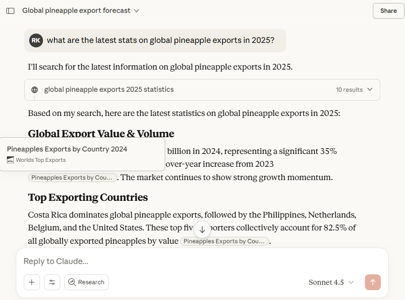 A Claude web search