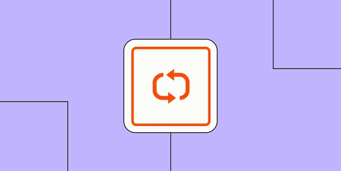 The logo for Looping by Zapier, two rounded arrows, against a lavender background