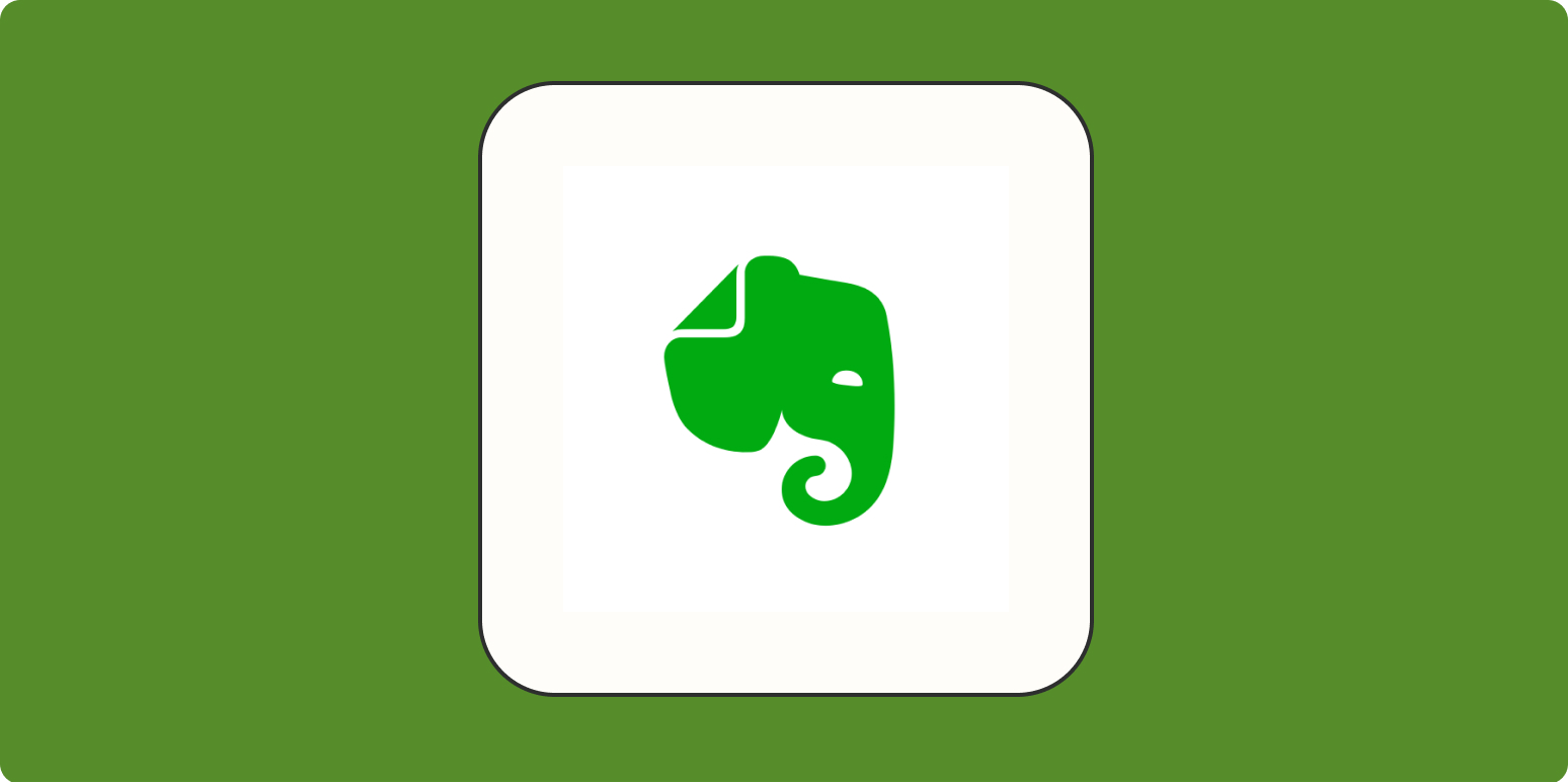 A hero image for Evernote app tips with the Evernote logo on a green background