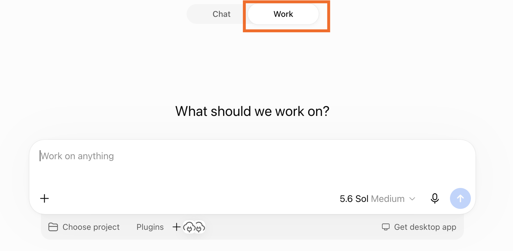 The Work toggle in ChatGPT