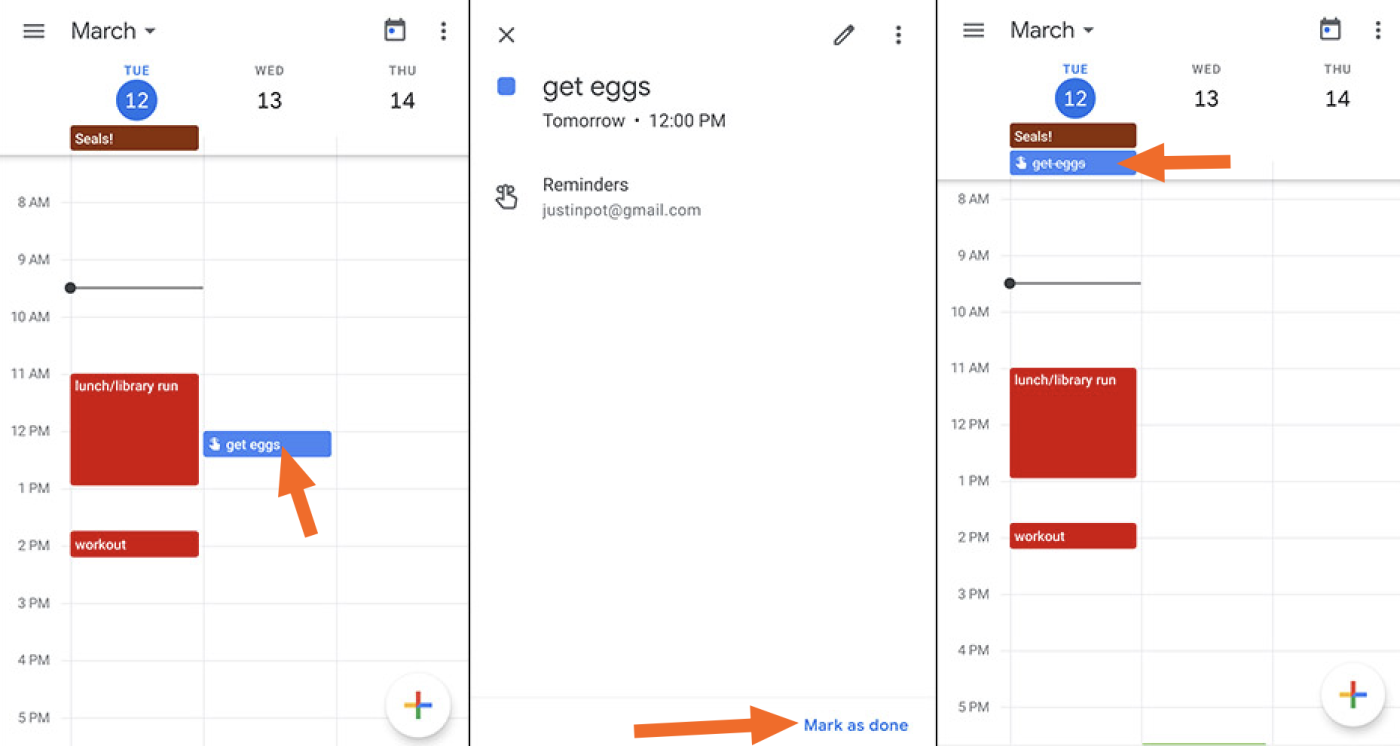 Google Calendar reminders done mobile