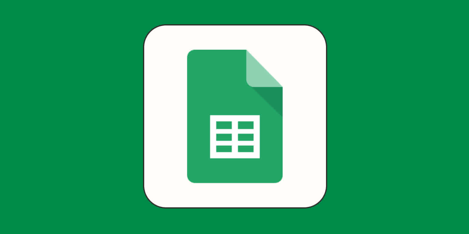 Ein Hero-Bild für Tipps zur Google Sheets-Anwendung mit dem Logo von Google Sheets vor einem grünen Hintergrund