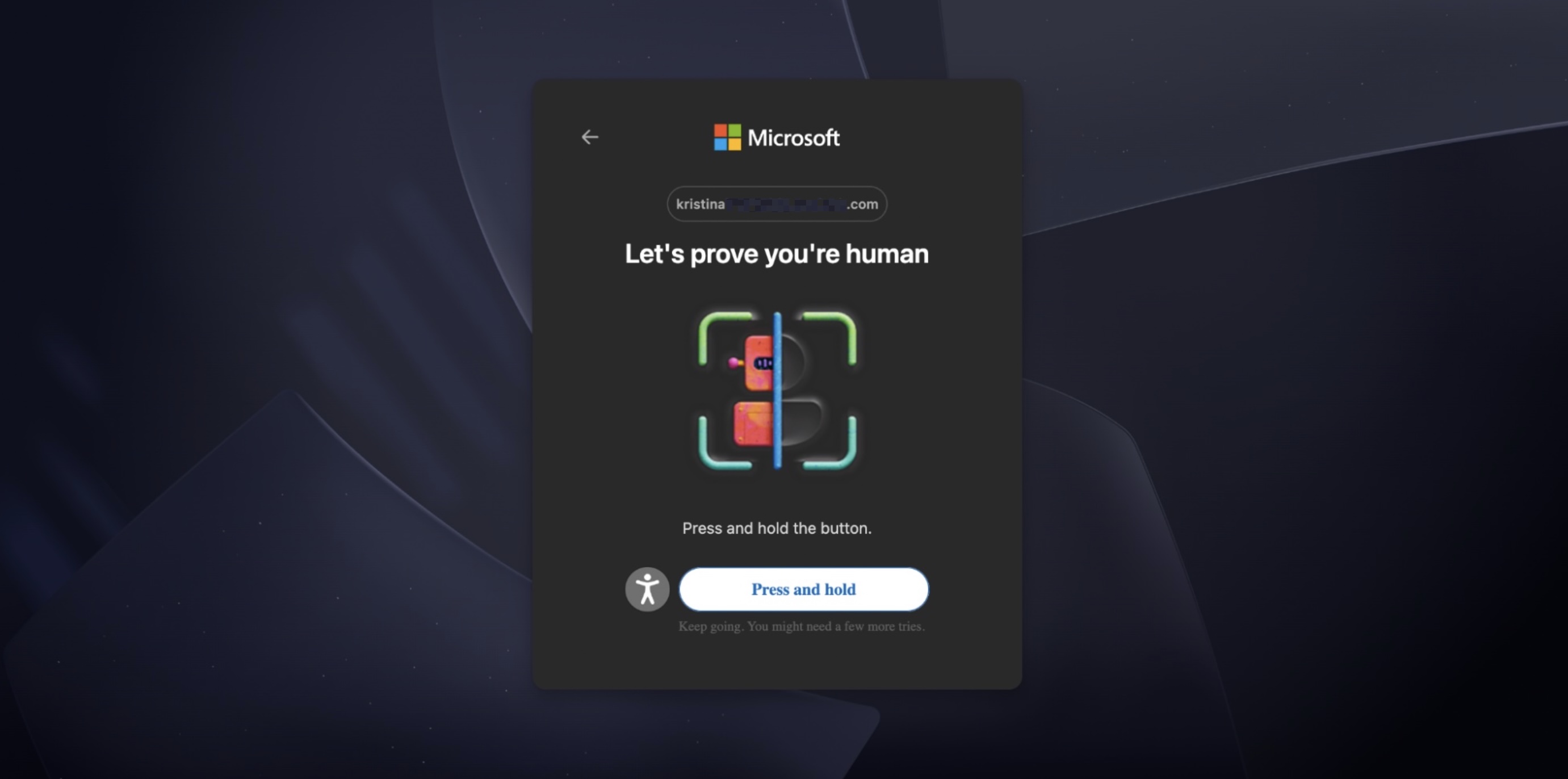 The Outlook prove you're human page