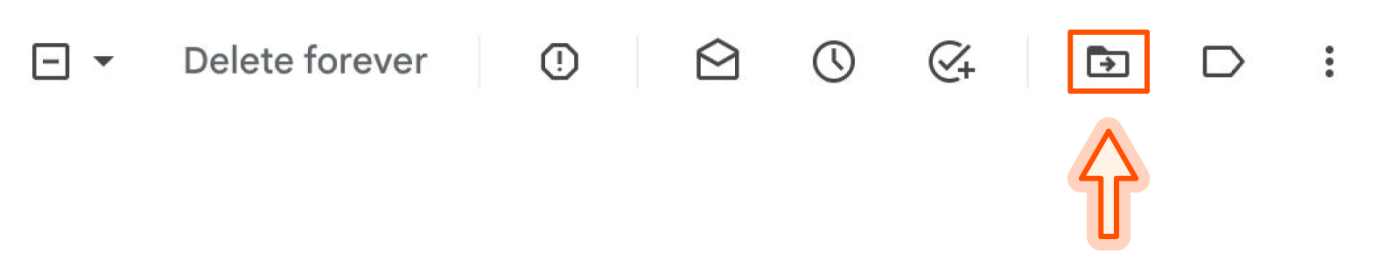 Екранна снимка на бутона за преместване на Gmail