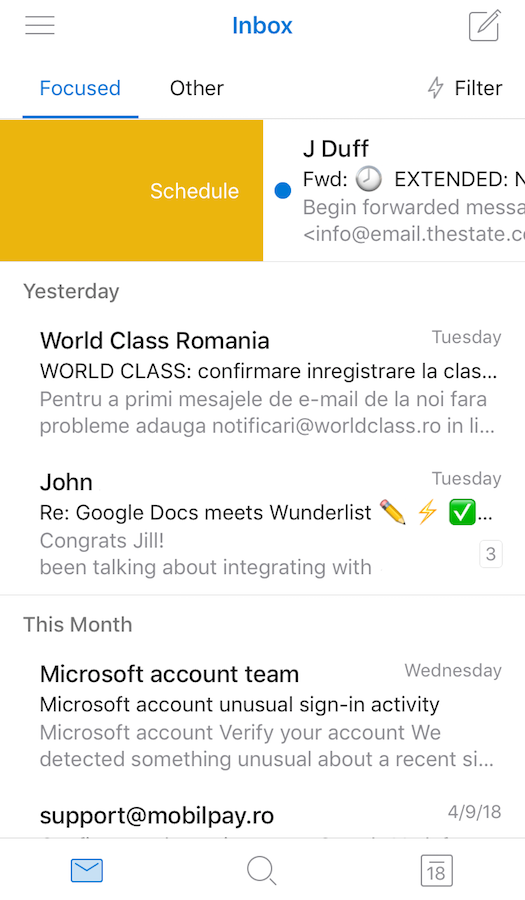 Outlook Mobile email app
