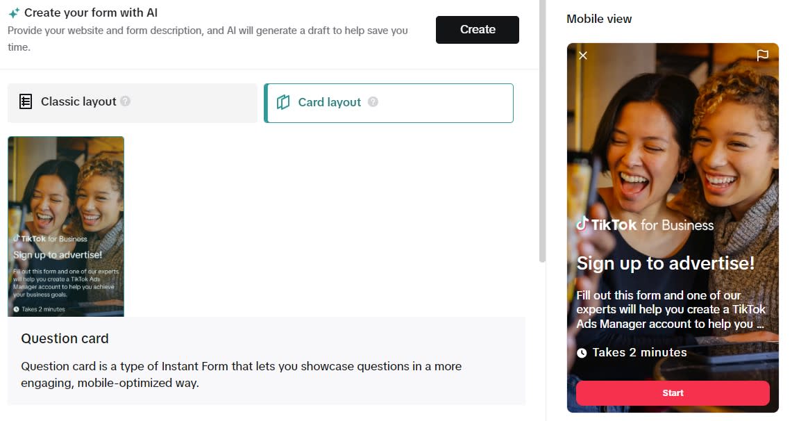 The TikTok Lead Generation Ads setup