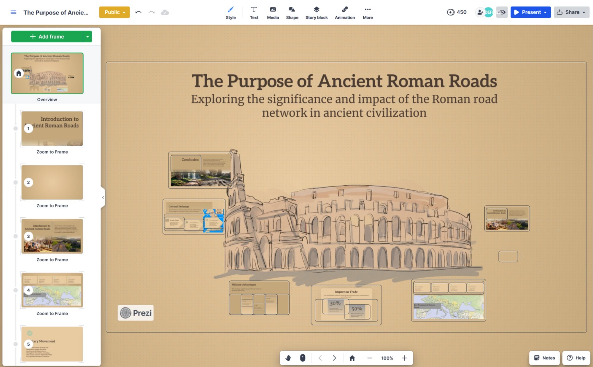 Prezi, our pick for the best AI presentation maker for non-linear, zoomable presentations
