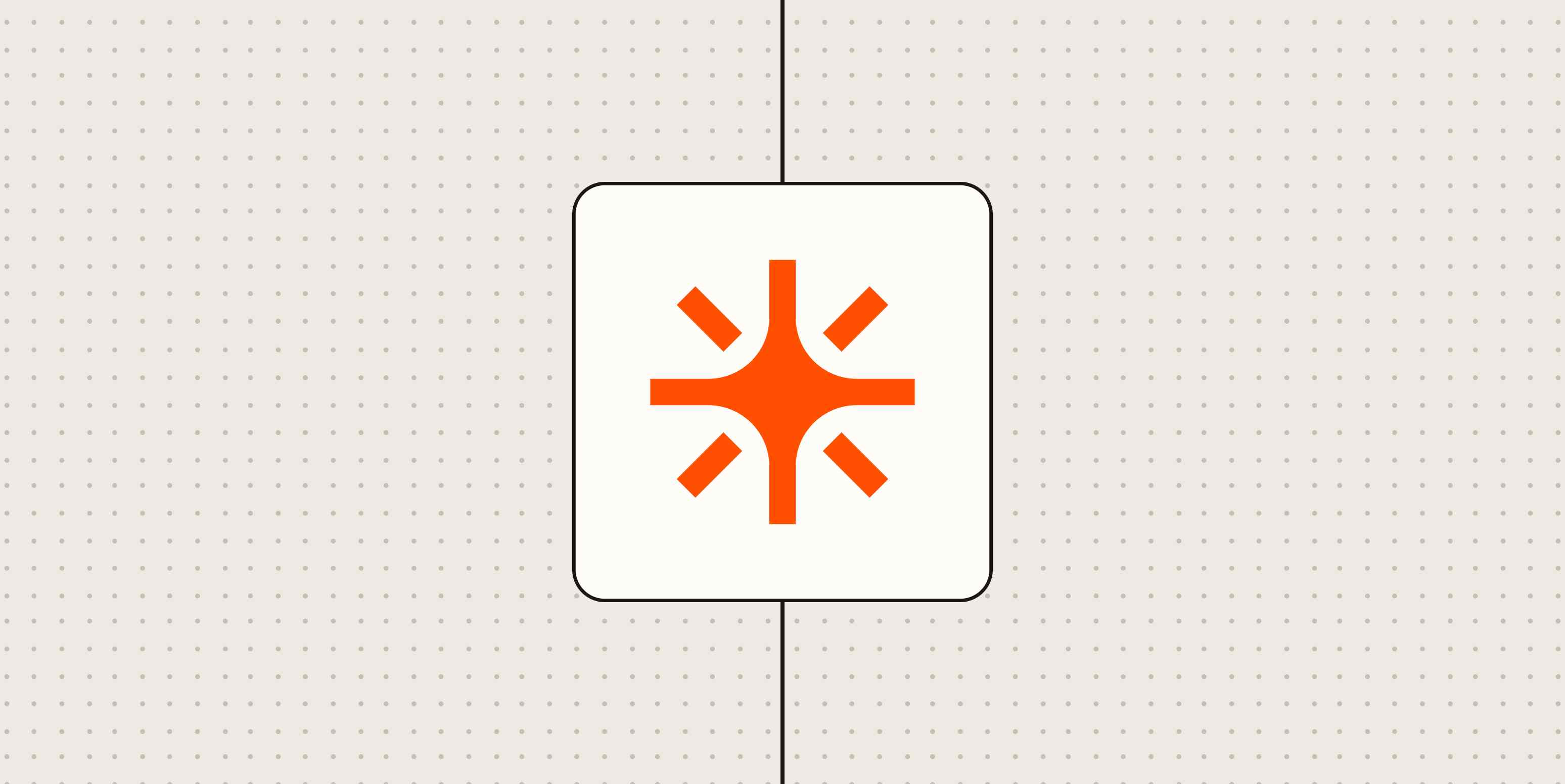 Starburst icon representing AI against a dotted beige background.