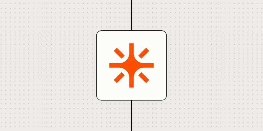 Starburst icon representing AI against a dotted beige background.