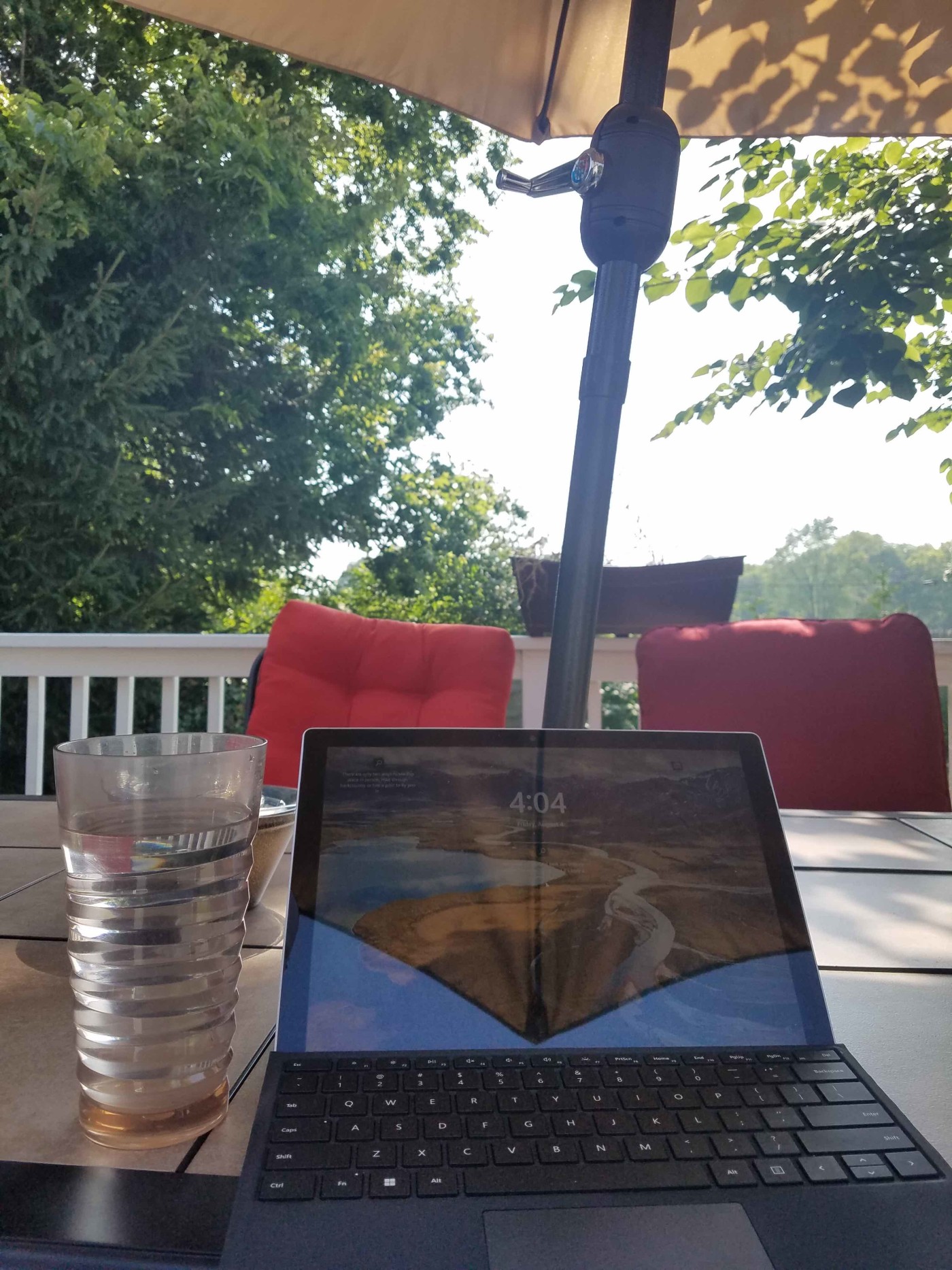 A picture of Leanna's outdoor work setup