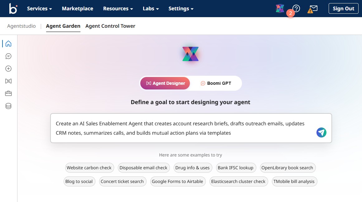 Boomi's AI Agent Designer