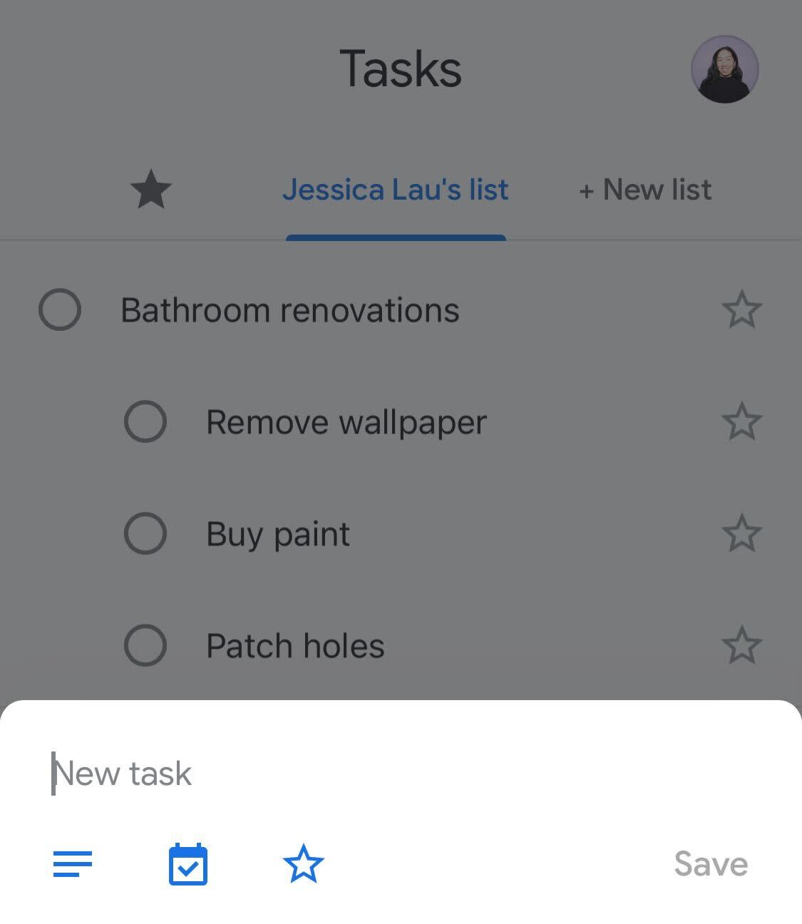 Google Tasks mobile app for iOS.