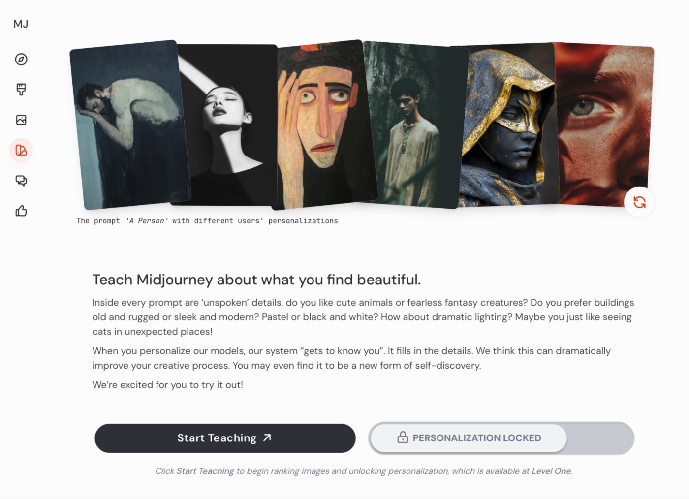The personalization option in Midjourney