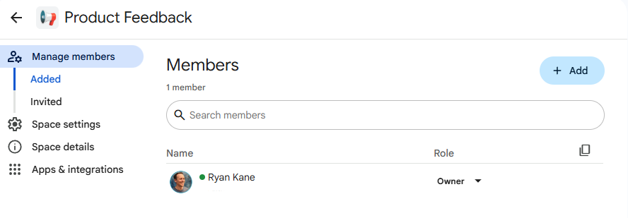 Admin setting in Google Chat