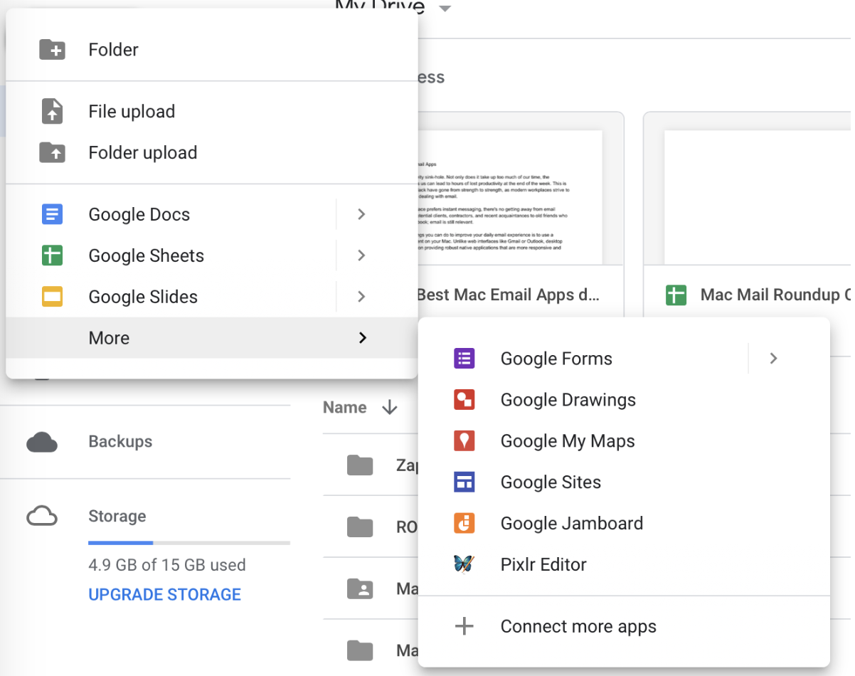 Create a file of any kind from Google Drive