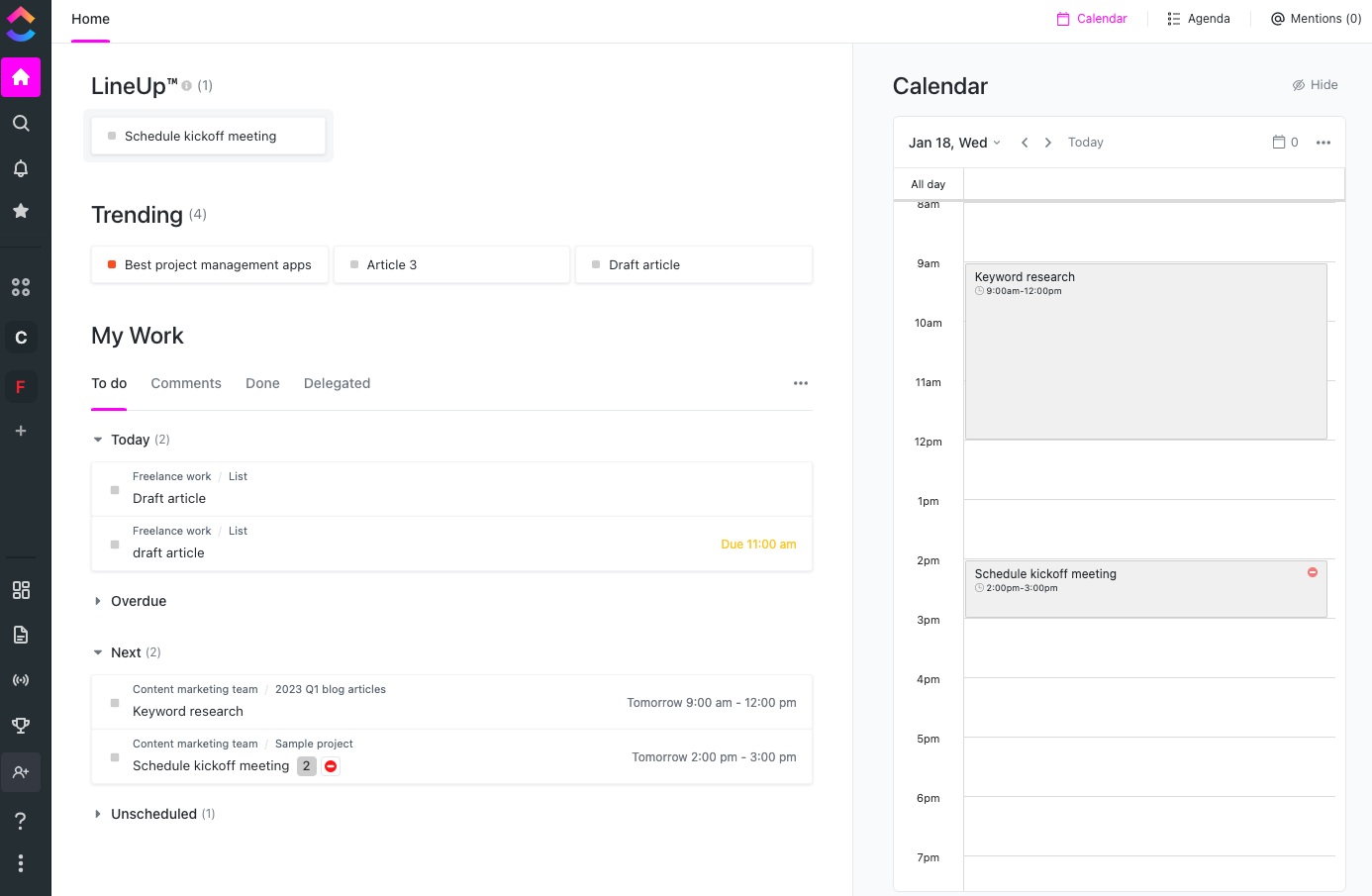 ClickUp, our pick for the best enterprise project management software for remote teams