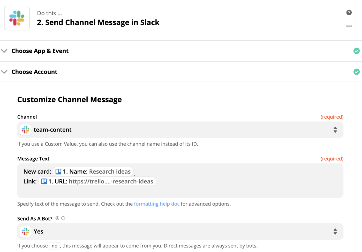 Trigger channel messages in Slack from any app through Zapier
