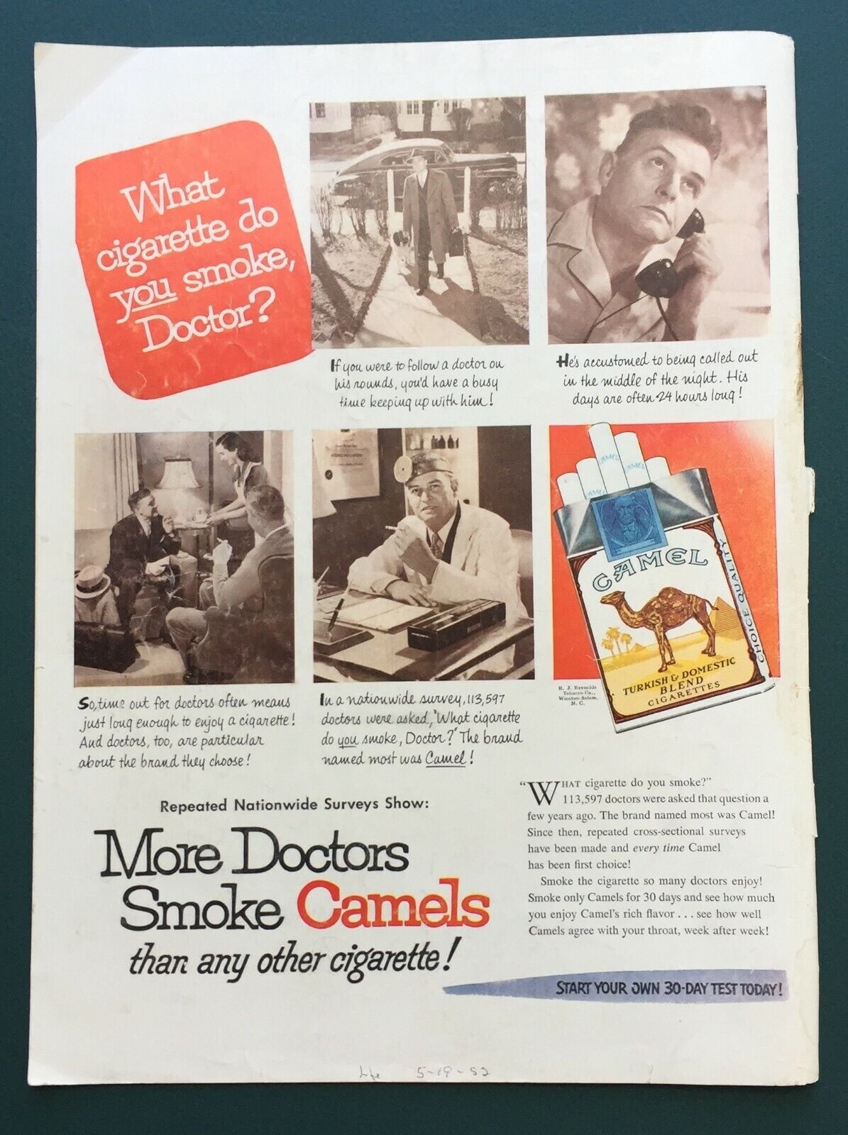 A vintage ad from Camel