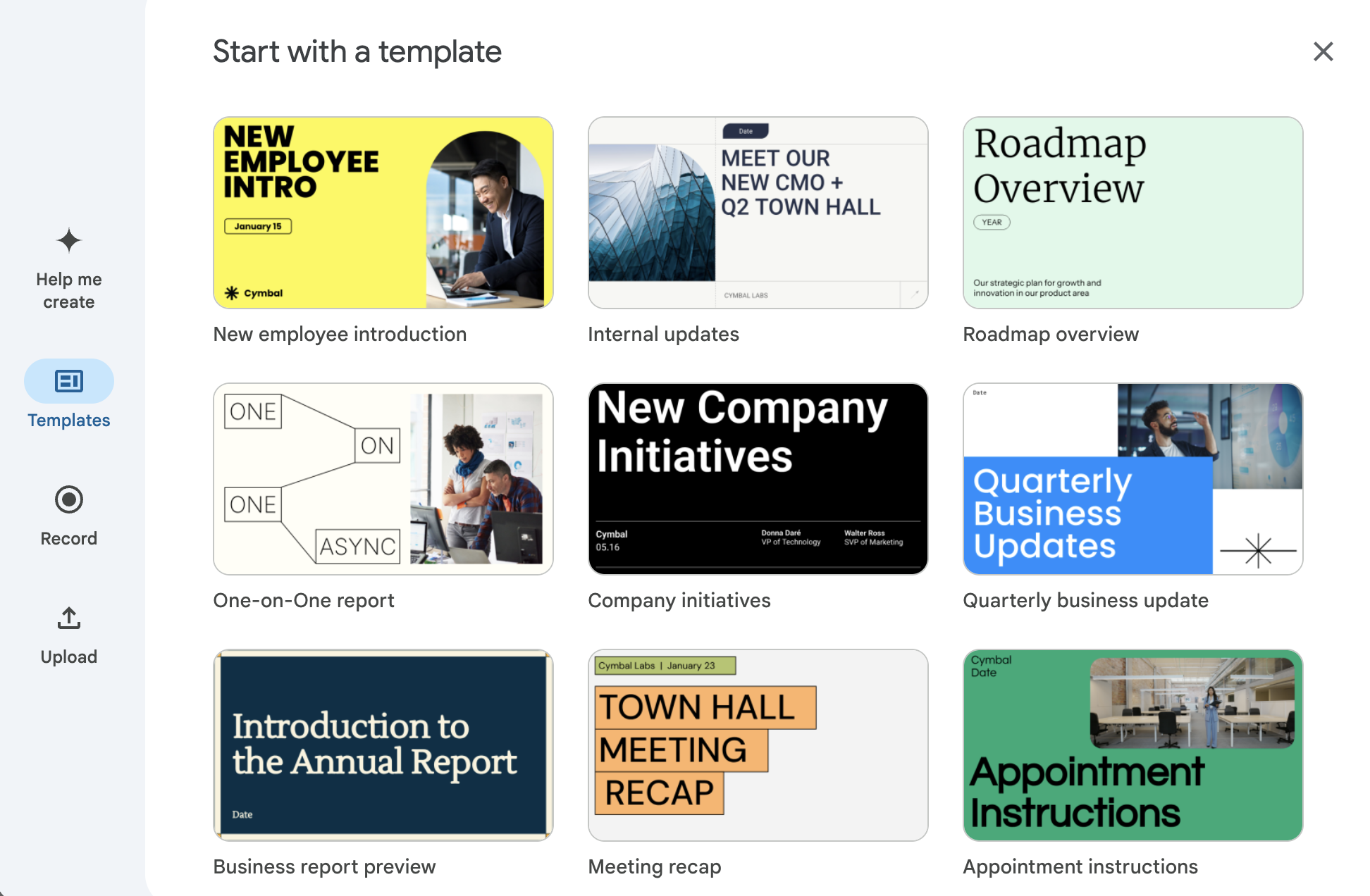 Google Vids templates. 
