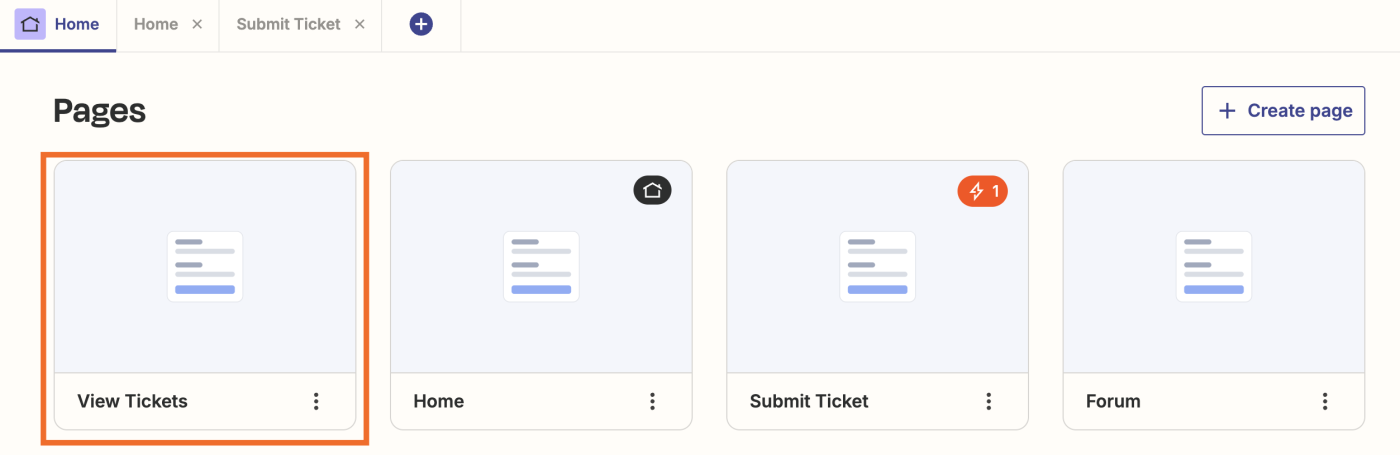 Screenshot of view tickets layout on interface page