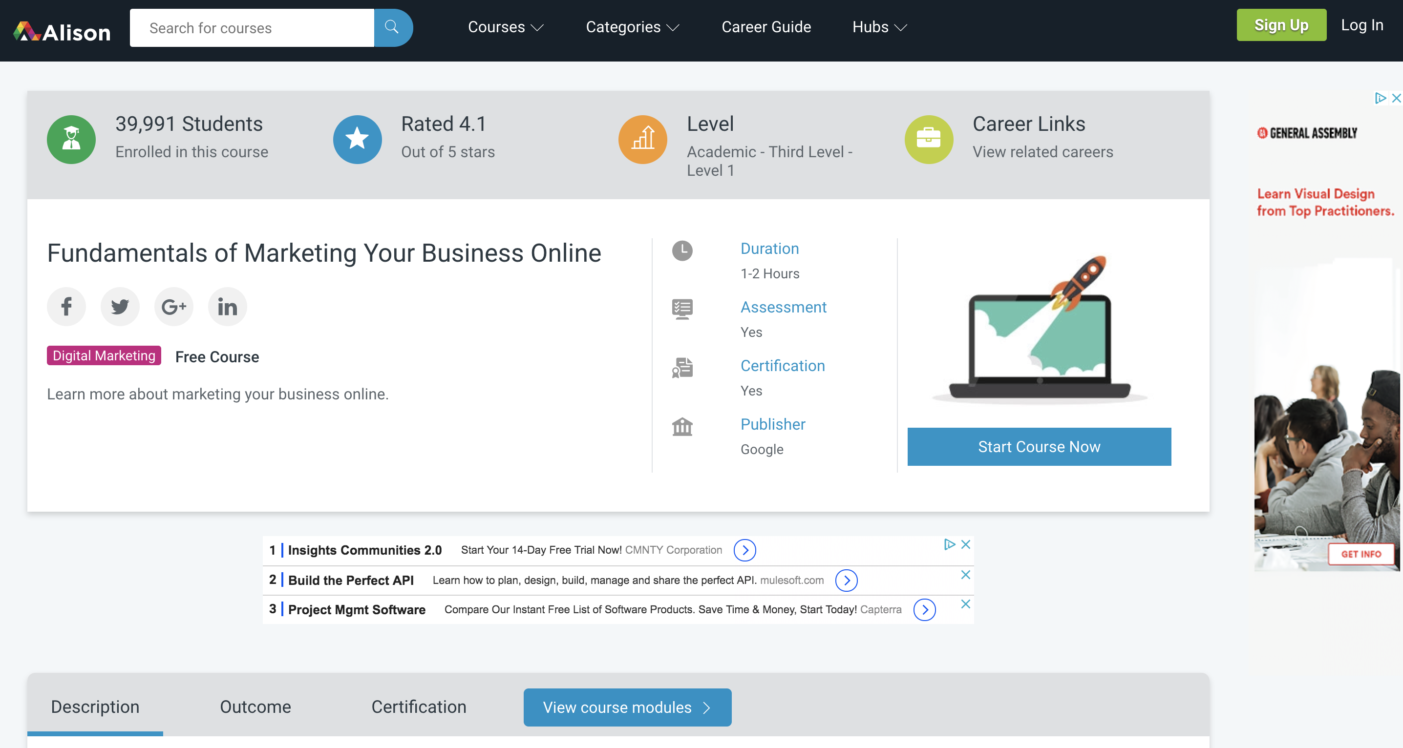 Alison Digital Marketing course
