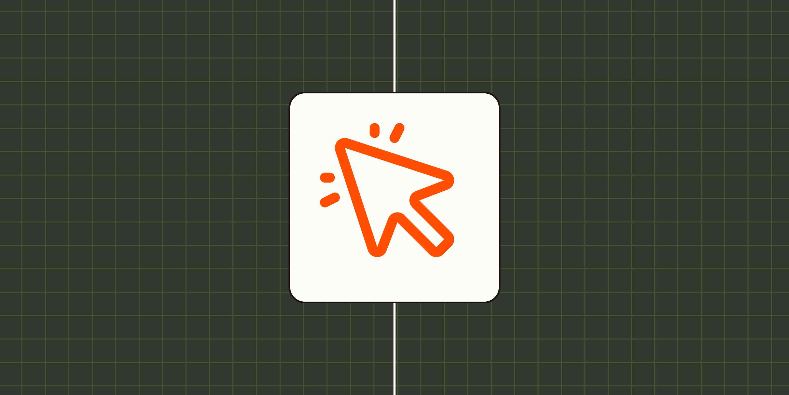 Icon of a cursor arrow against a dark green checkered background.