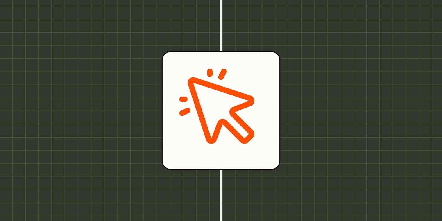 Icon of a cursor arrow against a dark green checkered background.