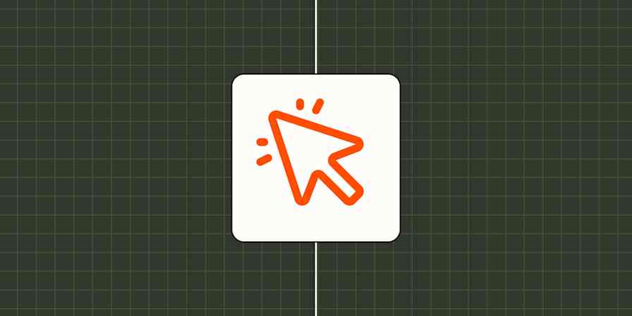 Icon of a cursor arrow against a dark green checkered background.
