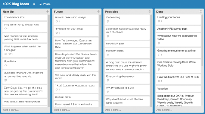 Using Trello to collect blog post ideas