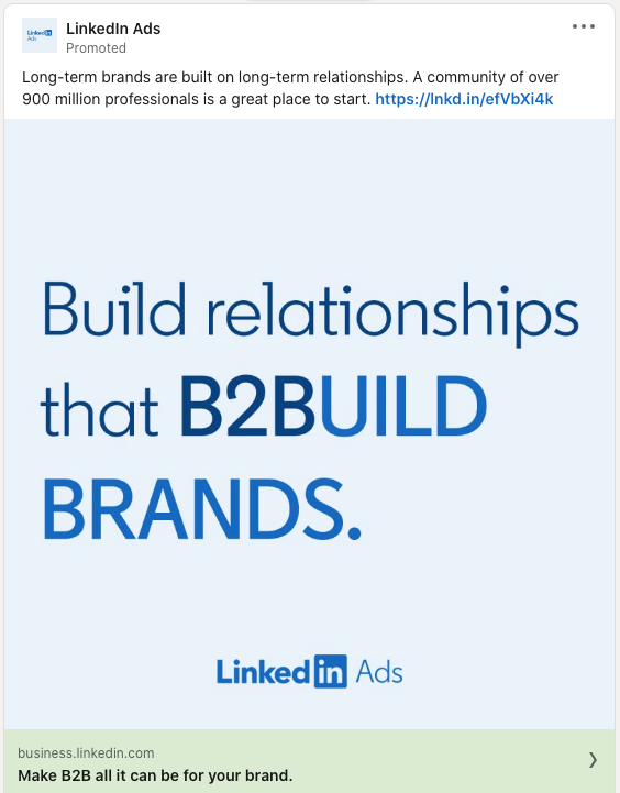 Screenshot of a LinkedIn ad advertising LinkedIn