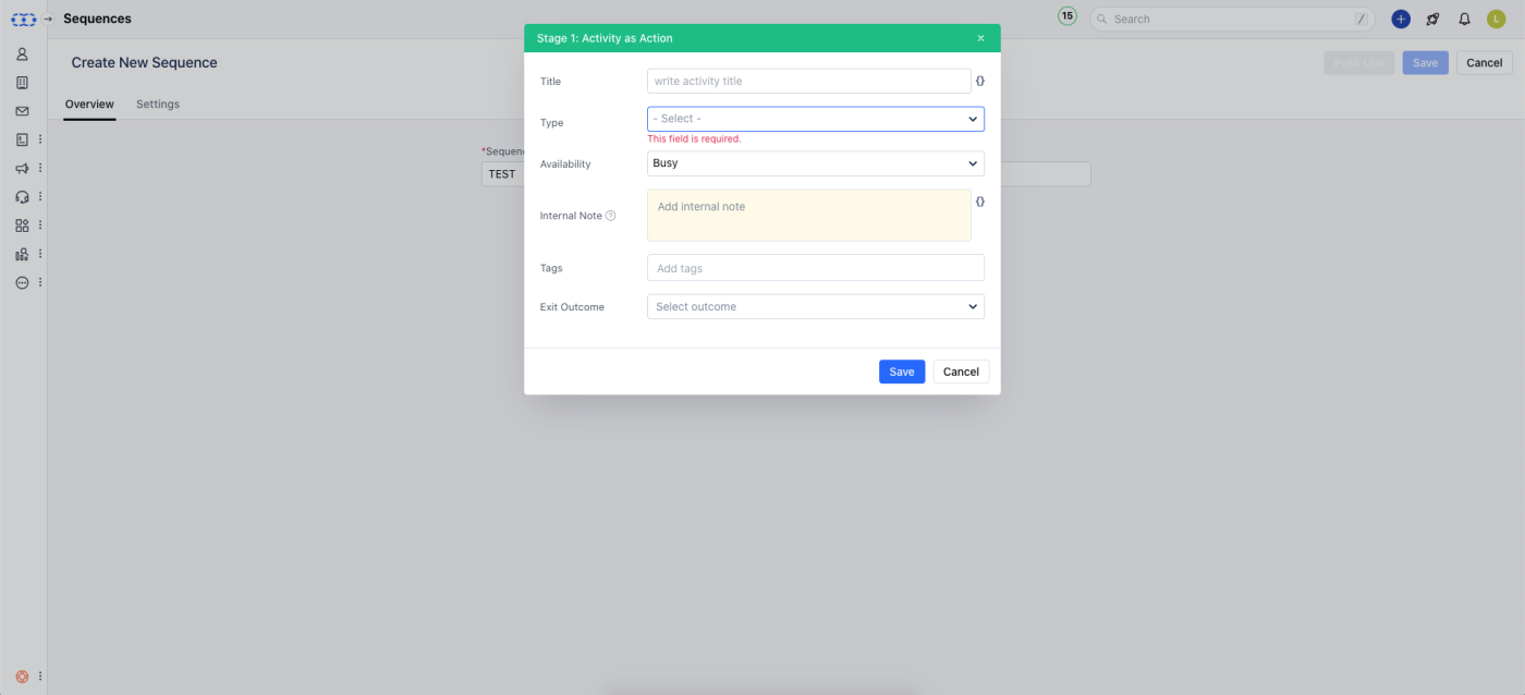 Screenshot of Salesmate’s workflow builder