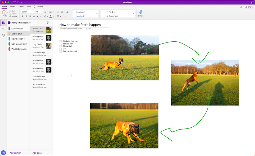 The interface for OneNote, our pick for the best free note-taking app