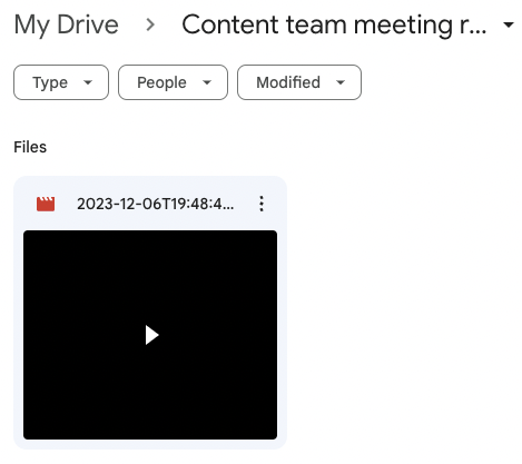 A screenshot of a video file in a Google Drive folder.