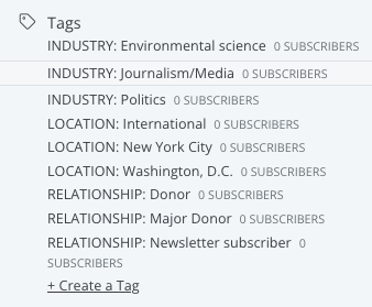 Screenshot of ConvertKit's contact tags