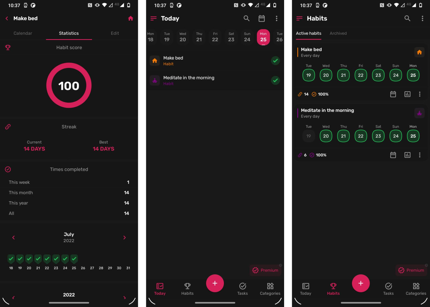 HabitNow, our pick for the best habit tracker for Android users