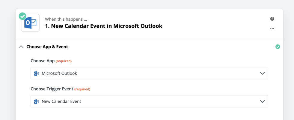 Outlook New Calendar Event trigger in Zapier