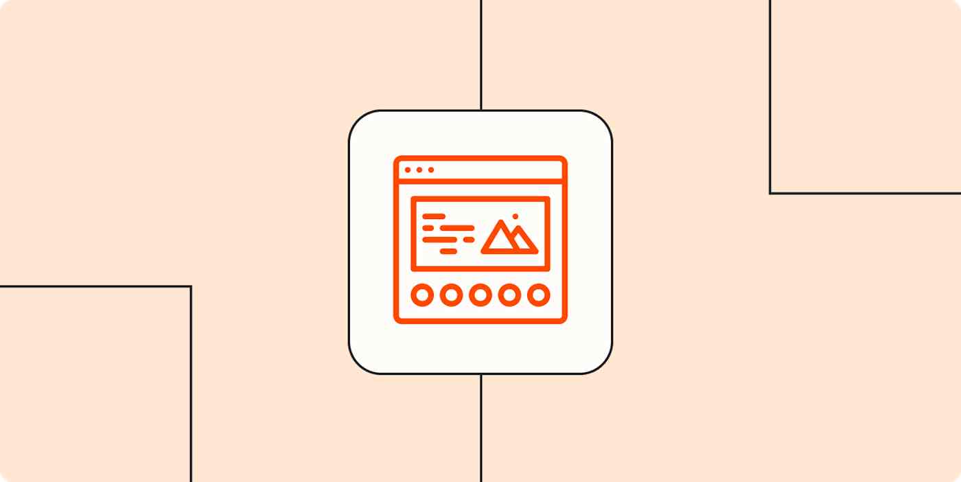 Hero image with an icon of a landing page or website