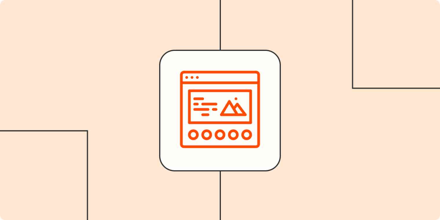 Hero image with an icon of a landing page or website