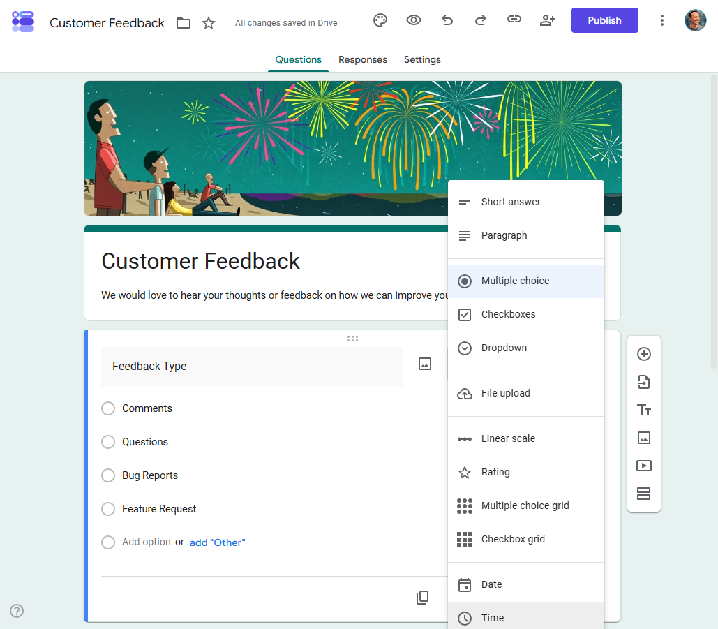 Google Forms question types