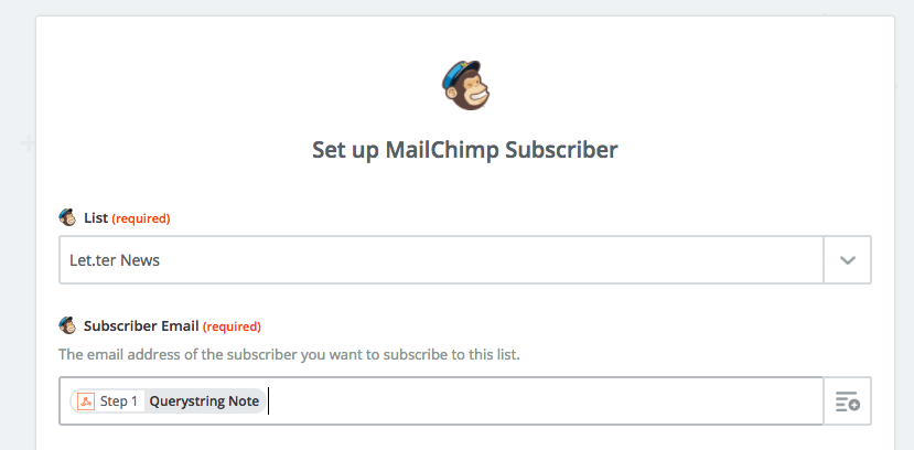 Add contact to MailChimp with Alfred